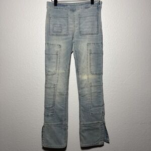 BDG Utility Cargo Denim Tinted Light Yellow Stretch Boot Cut Bareback Jeans 28